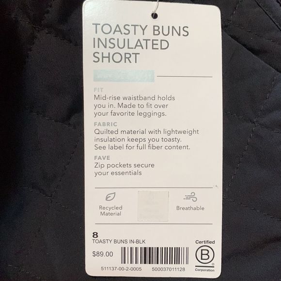 Athleta Apres Ski Short Black Size 8 New Toasty Buns Insulated Womens Winter - Picture 7 of 7